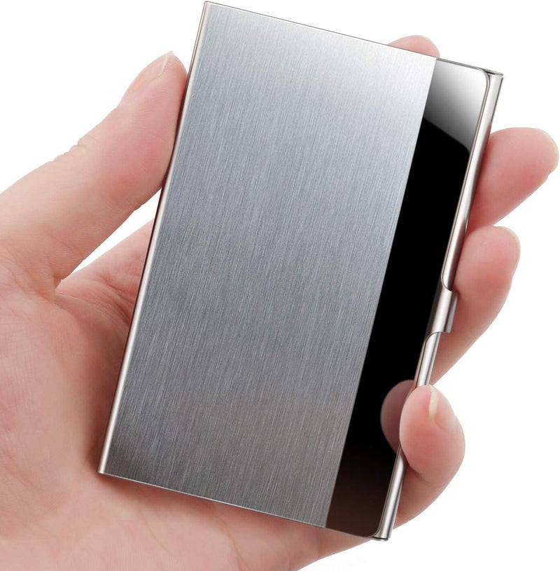 DMFLY Business Card Holder, Slim Business Card Case for Men & Women, Pocket Metal Card Case, Professional Stainless Steel Business Card Holders, Purse Name Card Holder, Buckle Style Shut - Image 3